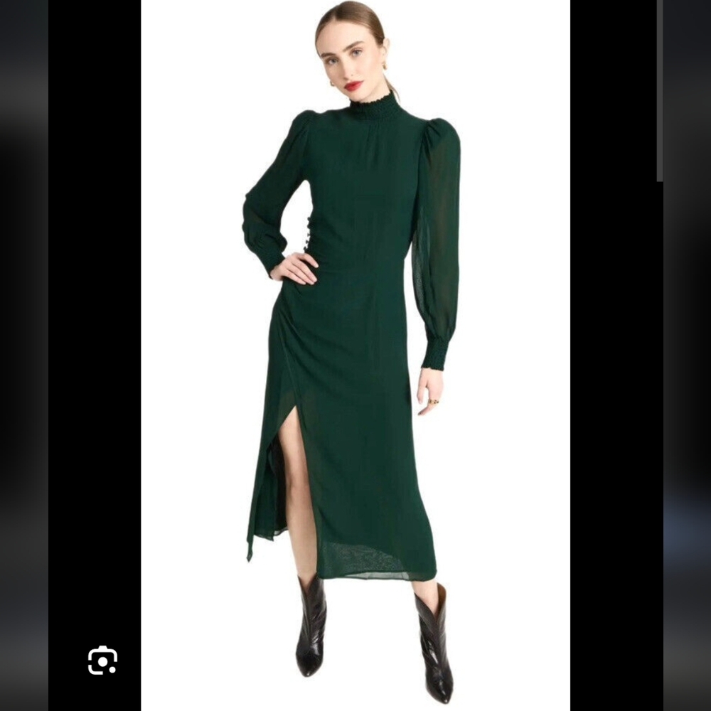 NWT Reformation Aude Long Sleeve Midi Dress In Green